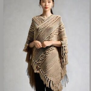 Ralph Lauren braided boho poncho EUC